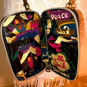Sakroots Peace cross body wallet purse wristlet.